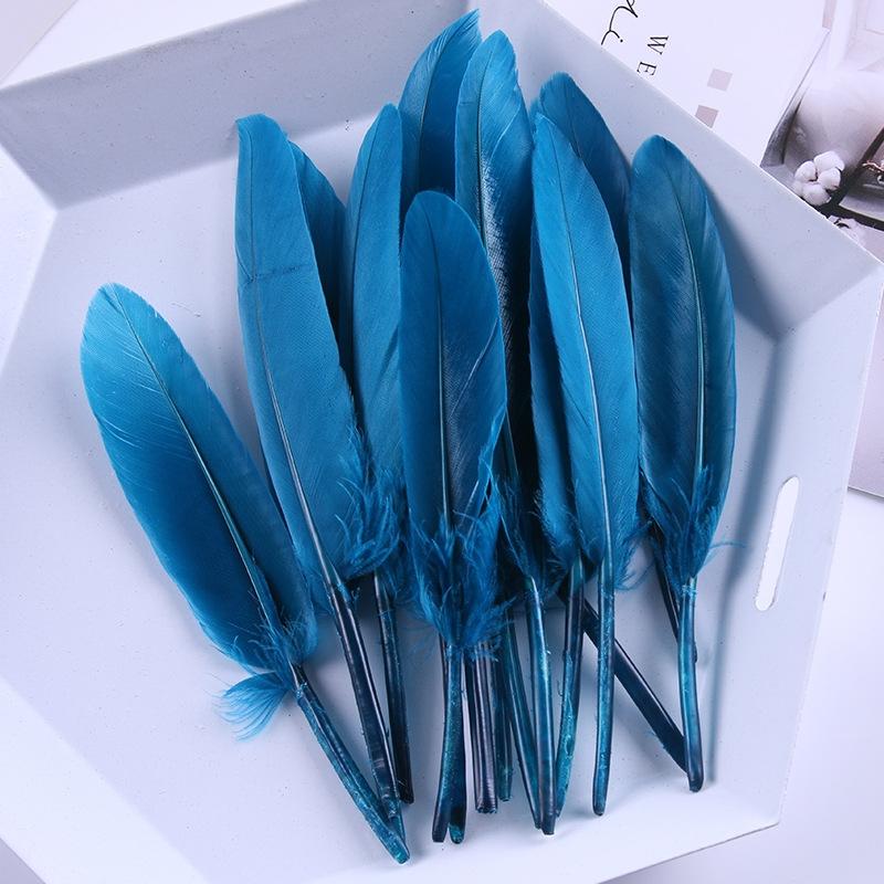 100Pcs Blue Goose Feathers 10-15cm Natural Dyed Feather for Wedding Decoration Party DIY Crafts Halloween Costume Supplies
