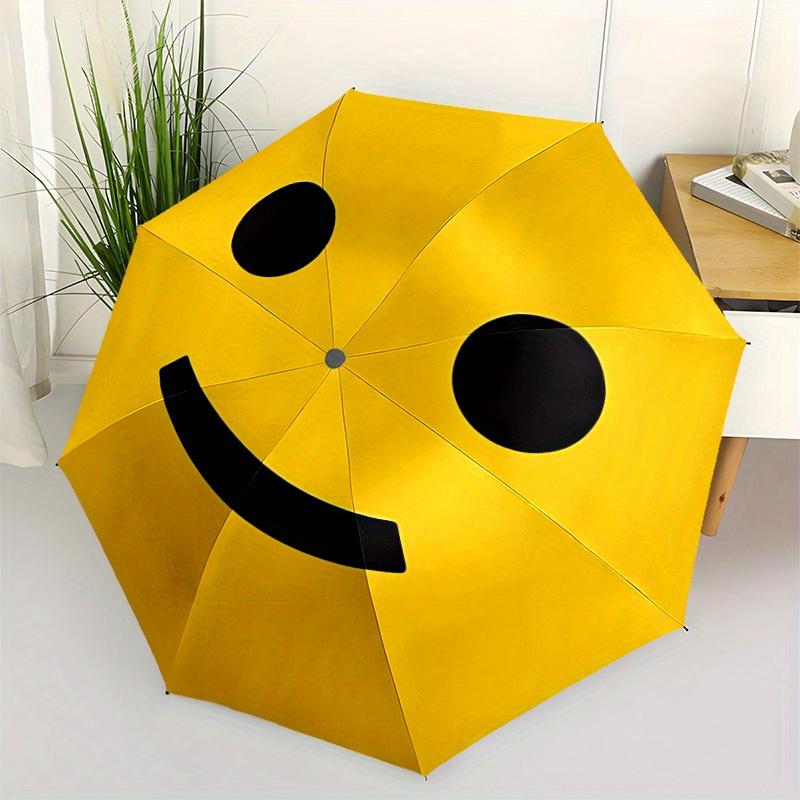 1pc Happy Face Automatic Open/Close Umbrella Sturdy Iron Frame, Compact Travel Umbrella - Perfect Gift for Women, Men, Birthdays057