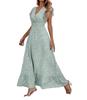 European & American Women's Fashion Spring/Summer 2025 V-Neck Waist-Hugging Long Dress Ruffle Elegant Style