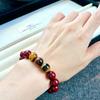 Vintage Natural Tiger'S Eye Artificial Crystal Ankara Red Pearl Bracelet