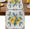 Summer Watercolor Lemon Linen Table Runner Home Decor Vintage Geometric Printed Kitchen Dining Table Runners Holiday Party Decor