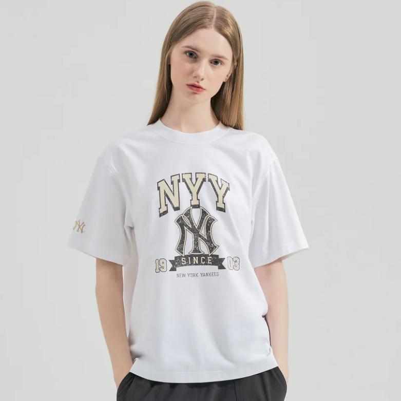 New MLB Drop Shoulder Sleeve T Shirt Unisex White 3ATSN0343-50WHS