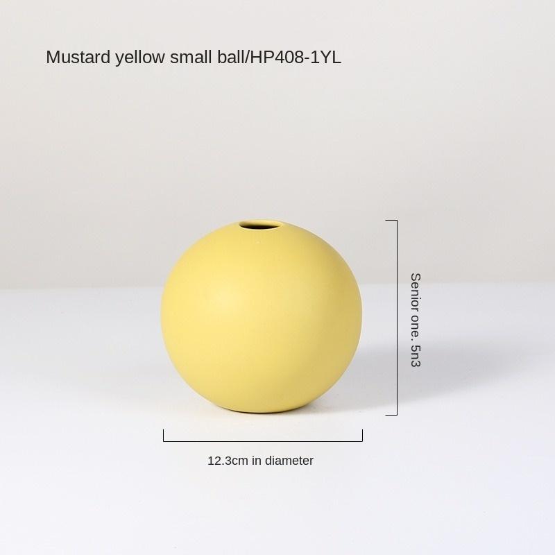 Full Round Color Flower Vase Ceramic Pots for Plants S Apple Shape Indoor Flower Vase for Decoration