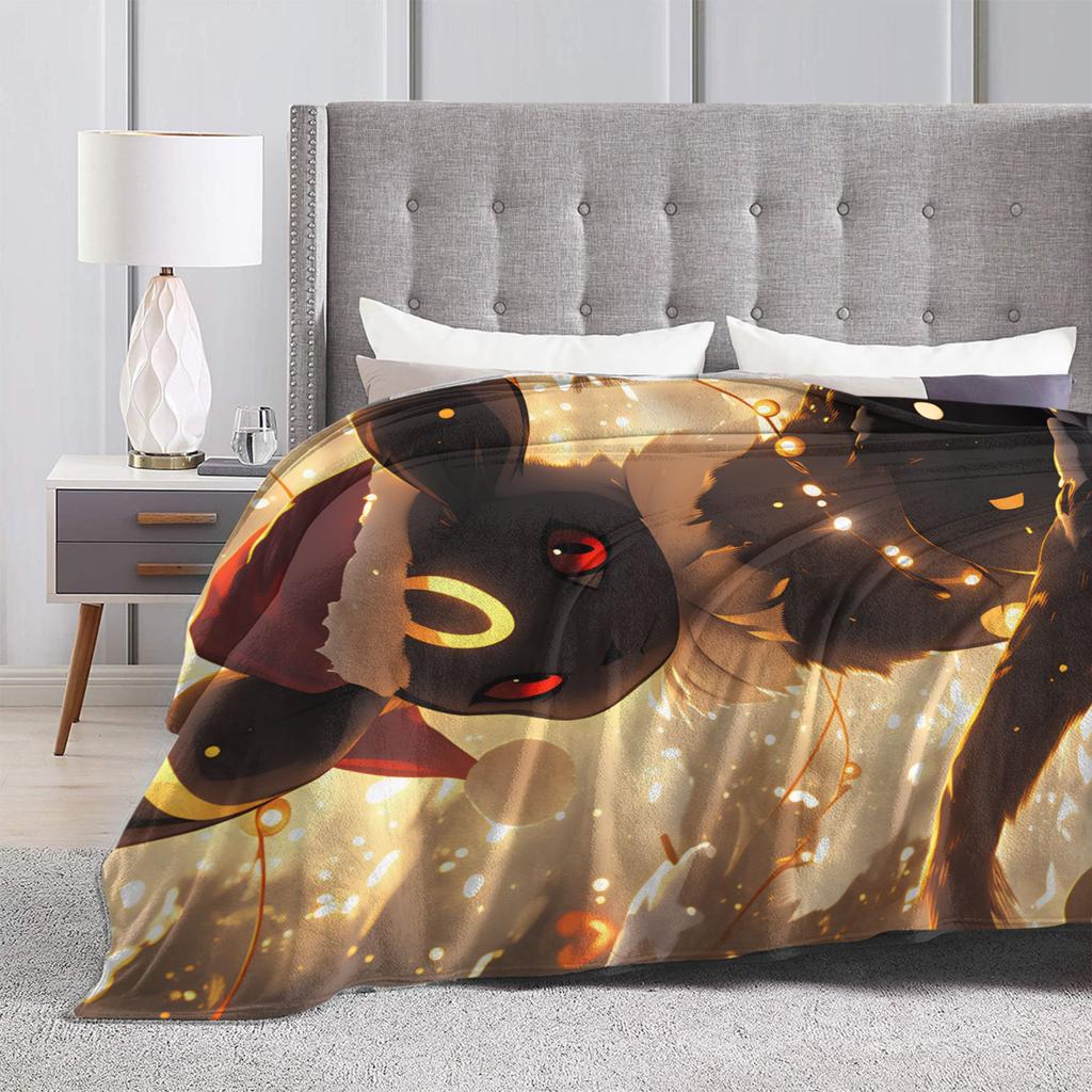 Umbreon Warm Blanket Kids Adult Plush Throw Blanket Novelty Couch Chair Flannel Bedspread Sofa Bed Cover