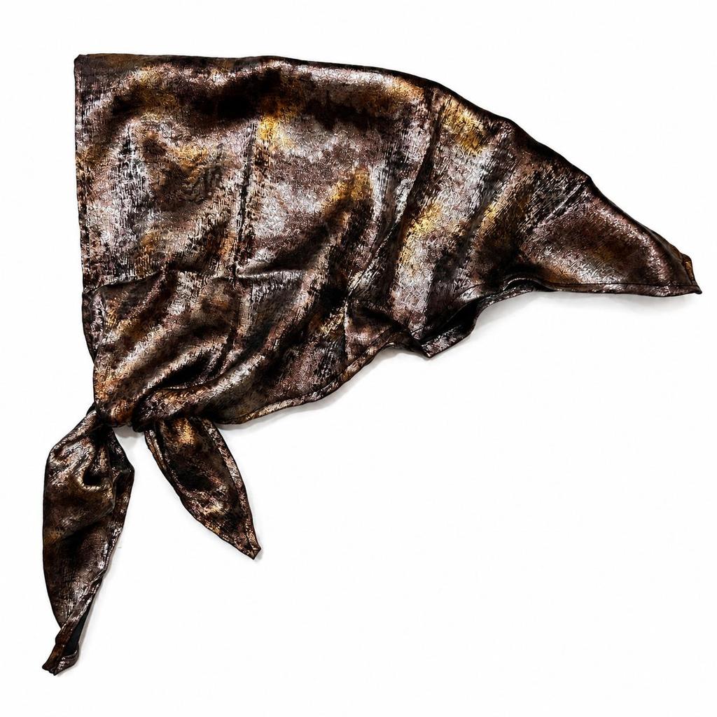 Flüssiges Silber Leopardenmuster Bandana - Y2K Retro Seiden Kopftuch