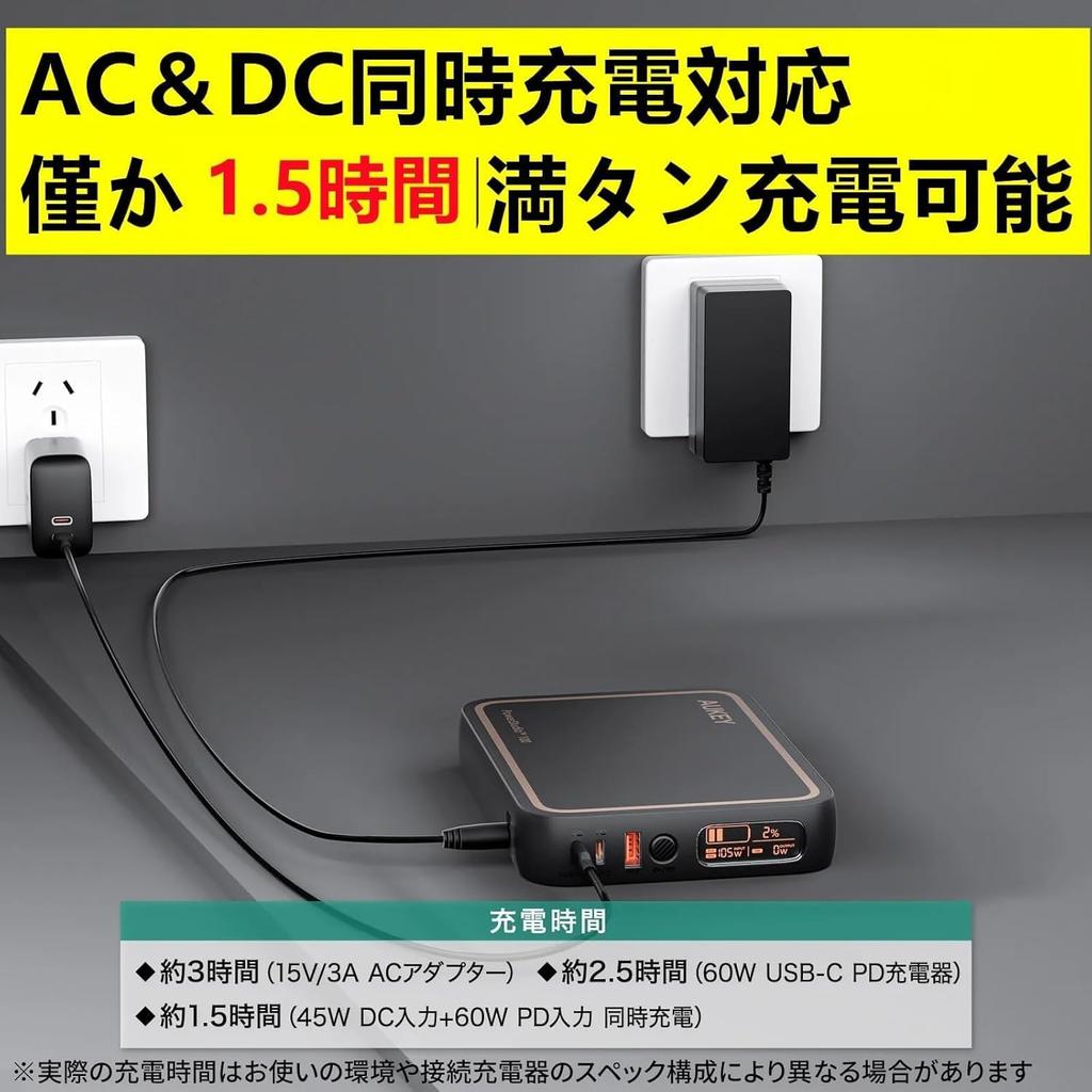 AC100W Portable Power Mobile Power Pure Sine Maximum Output 4 DC for Disaster Outdoor and Driving Supply, High-Capacity Supply, Wave, Compact, 60Hz,