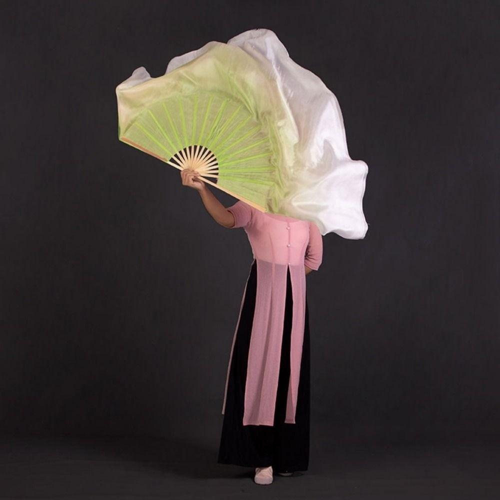 10/20cm Half Circle Silk Veil Pairs Yangko Dance Bamboo Fans Hand Dye Adults Fan  Kid Women