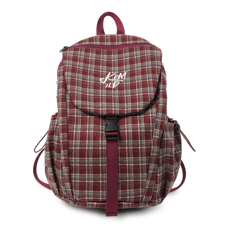 Vintage Plaid Backpack College Style Junior High School Student Schoolbag