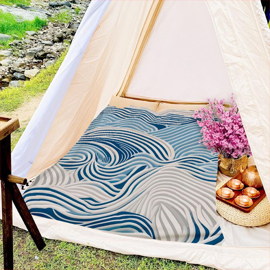 Wave Texture Pattern Printed Blanket for Sofa Bed Travel Camping Living Room Office Conditioning Blanket for All Seasons Gifts