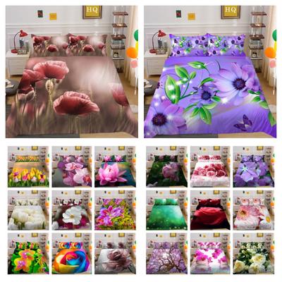 Bedrucktes Blumen-Bettwäsche-Set mit Bezug in voller Größe, Mikrofaser-Tagesdecken für Mädchen und Teenager, luxuriös, hochrangige Schlafzimmerdekoration