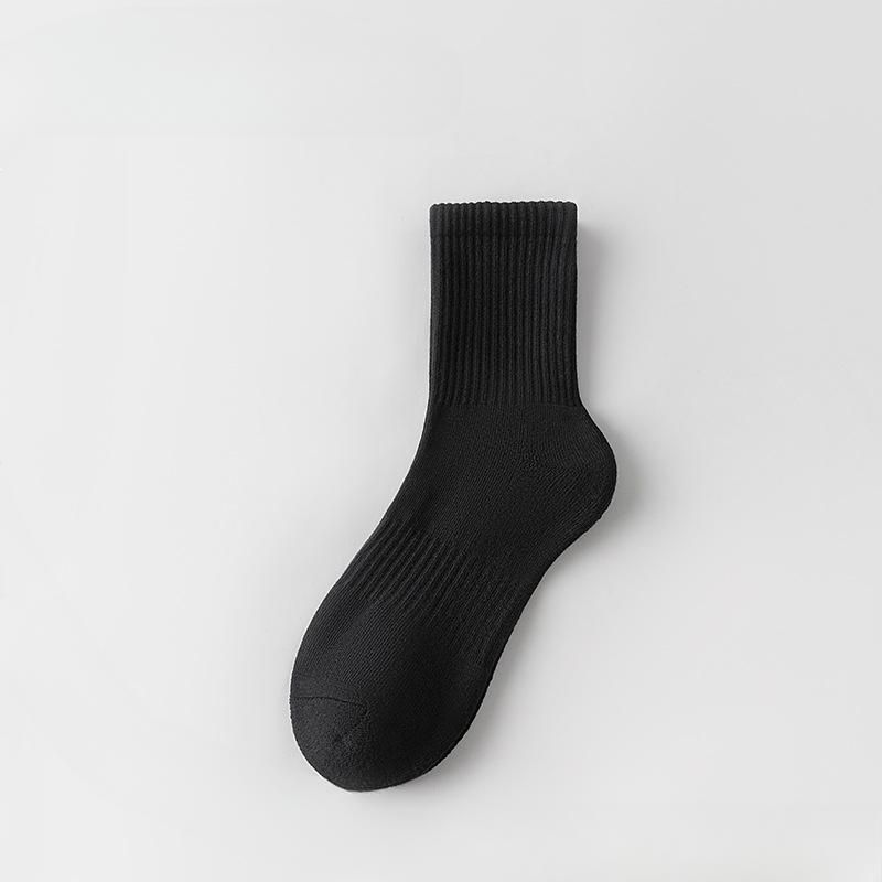 5 Pairs of Men's Autumn Pure Cotton Sports Running Towel Bottom Anti Odor Massage Bottom Solid Color Tube Socks