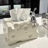 Tissue Box Cover Ceramic Rectangular Stylish Elegant Decorative Napkin Box Holder for Desktop Coffee Table