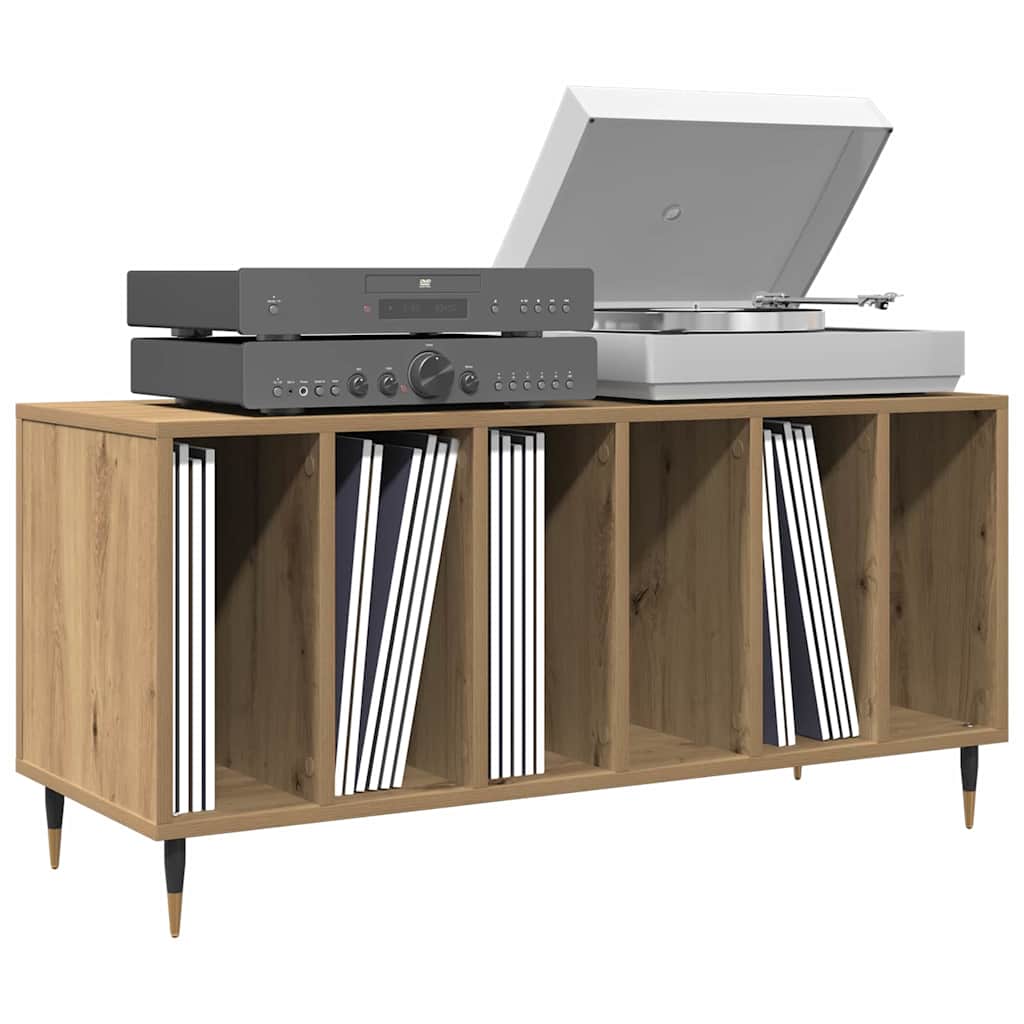 Vinyl Record Cabinet with Shelf Artisan Oak Finish 100 x 38 x 48 cm