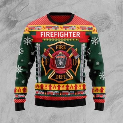Mode Feuerwehr-Grafik Ugly Christmas Sweater Herbst Lässige Feiertagskleidung 3D-bedruckte Sweatshirts Locker Atmungsaktive Weihnachten Oberteile