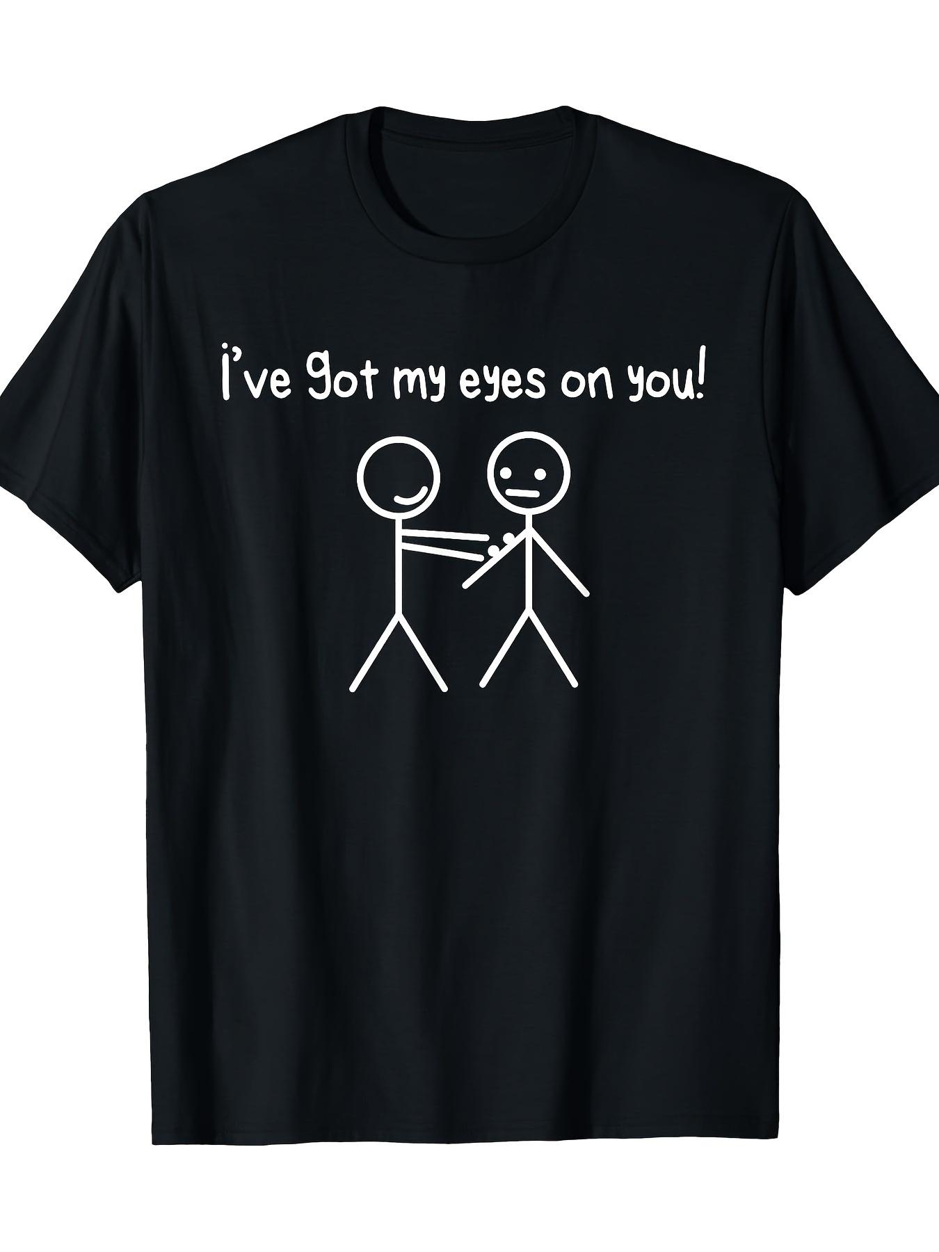Men s I Got My Eyes on You Stick Figure Graphic T-Shirt Cotton Short Sleeve Round Neck Casual Funny Playful Design Stick Man S разноцветный