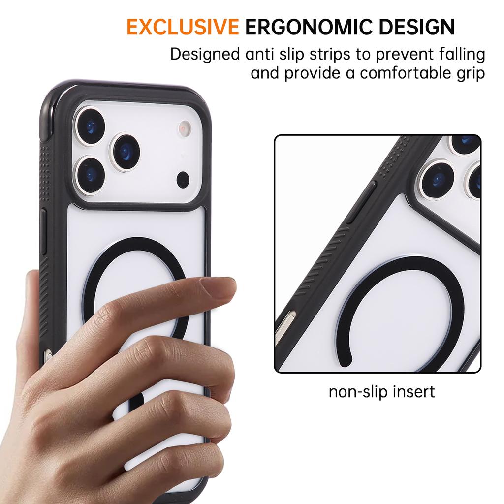 For iPhone 17 Pro Case Compatible with MagSafe TPU+PC Transparent Protective Phone Cover