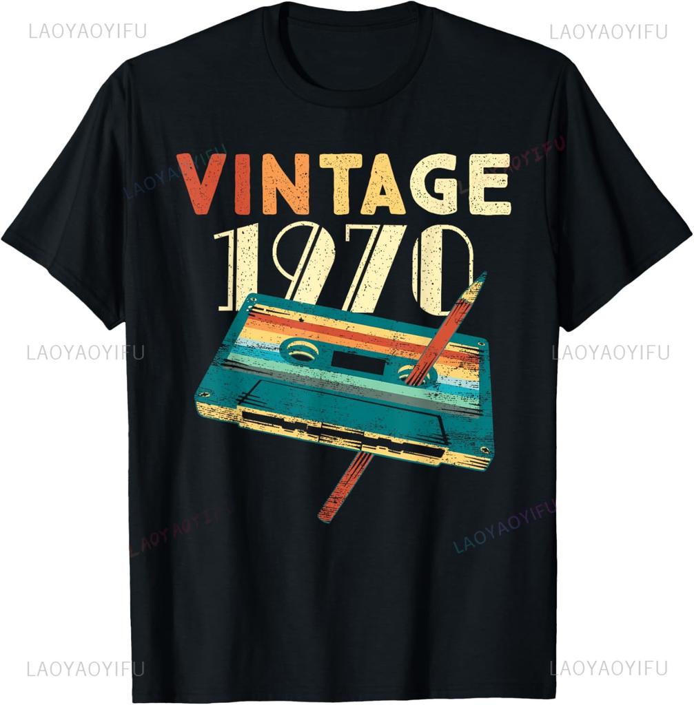 55 Years Old Gifts Vintage 1970 Music Cassette 55th Birthday T-Shirt Unisex Summer Streetwear Tops Casual Camiseta Hombre