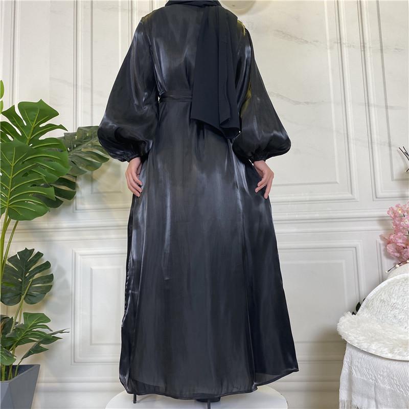 2022 Satin Long Muslim Robe Cardigan 