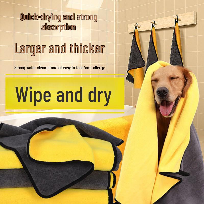 Extra-Large Quick-Dry Absorbent Towel for Pets - Ideal for Teddy, Golden Retriever, Dogs & Cats