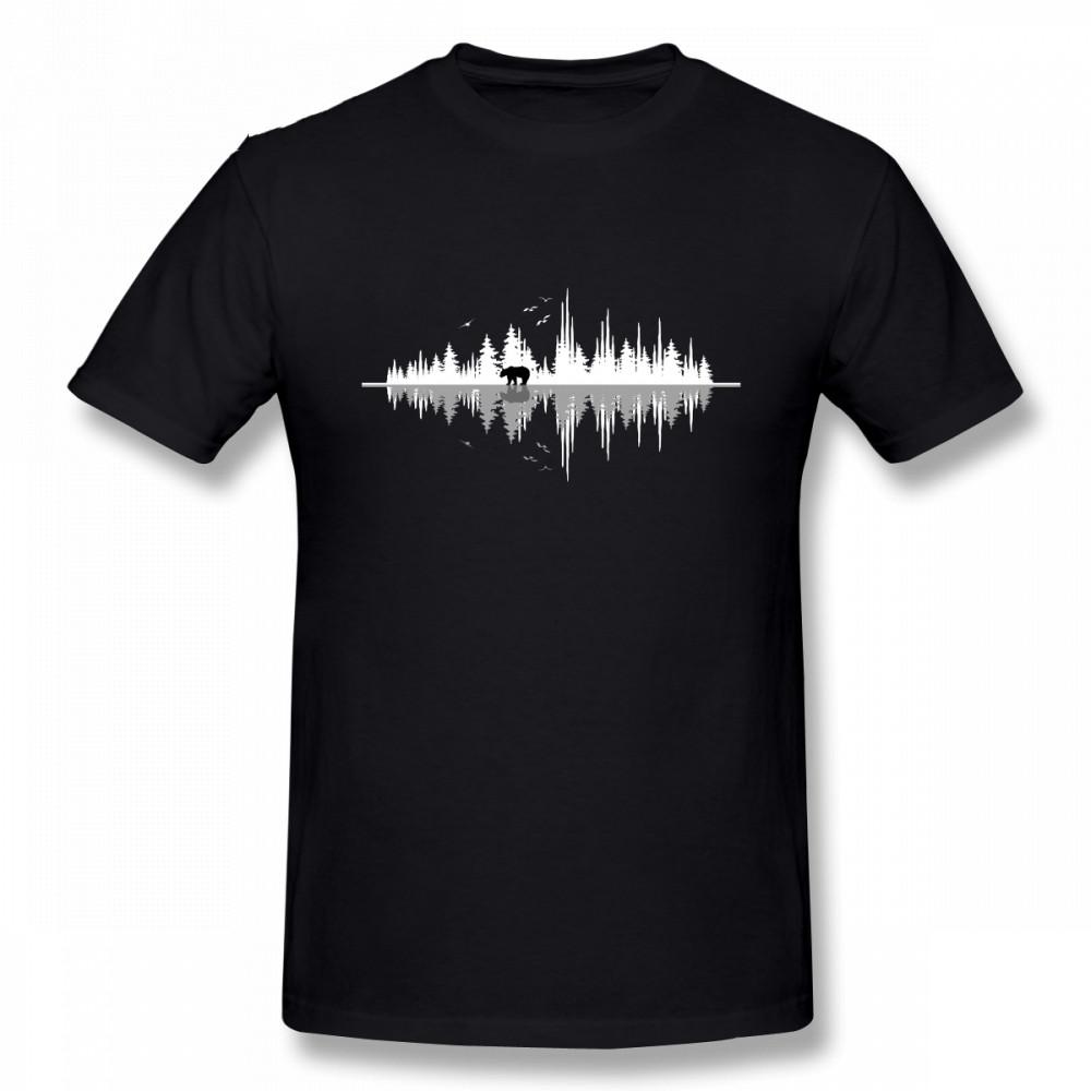 

Men s Bear The Sound Of Nature T-Shirts Music Sound Wave Tees Crewneck Novelty Printed Mens Pure Cotton T Shirts Short-Sleeved 4XL