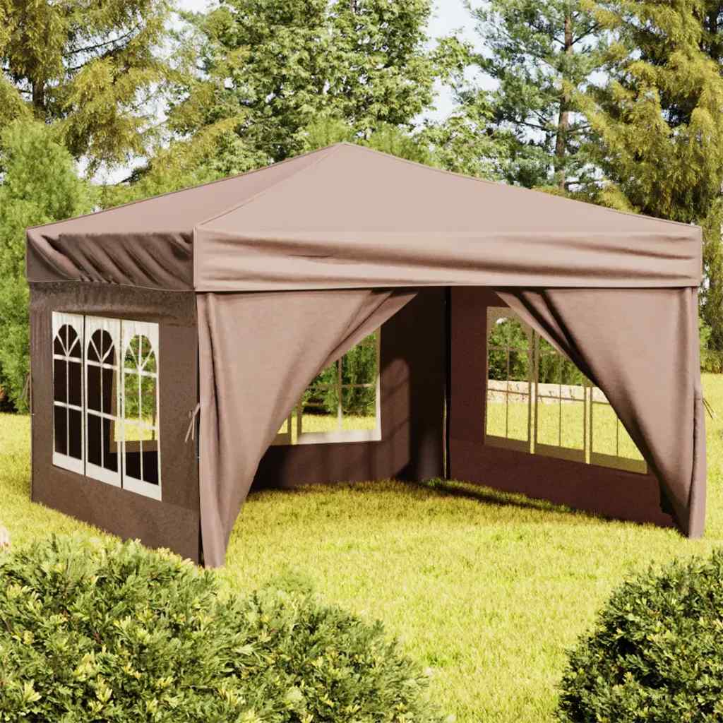 Vidaxl Fällbart Partytält med Väggar, Taupe, 3x3 M
