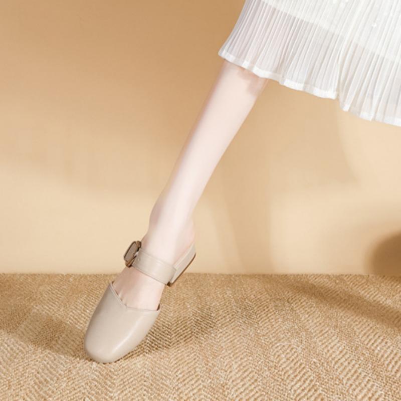 Wear It Outside with A Closed Toe Shoe Breathable Casual Shoes with A Back Hole All-match French Style Shoes Lazy High Heels