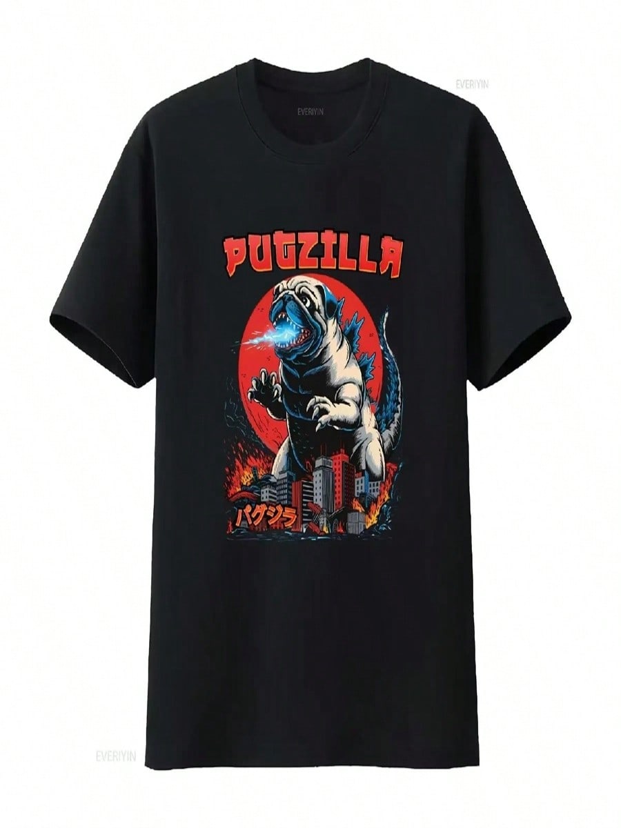 Pug Mom T Shirt Pugzilla Funny Dog Owner Giant Lover Vintage Washed Casual Versatile Streetwear Stylish Fashion Breathable S разноцветный