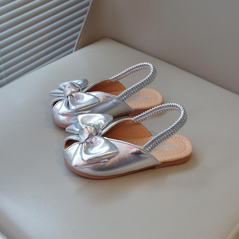 

Big Bowknot Sandals for Girls Kids Barefoot Shoes Children s Peep Toe Elastic Band Sandal Summer Girl Beach Shoe Flat 23-34 23