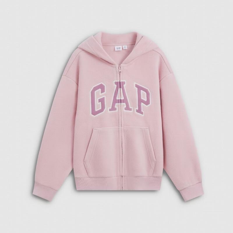 Gap Girls' Embroidered Fleece Hooded Sweatshirt Jacket
