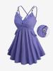 Rosegal Plus Size Floral Applique Textured Pocket Crisscross Strappy Solid Cami Top