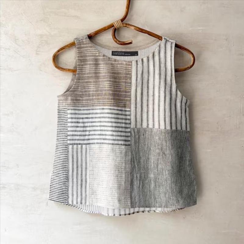 

ZANZEA Женские повседневные летние майки без рукавов с принтом и круглым вырезом S хаки