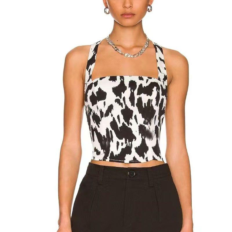 

Модный принт Шнурок Быстросохнущий Бюстгальтер с открытой спиной Интимные товары S Black and White