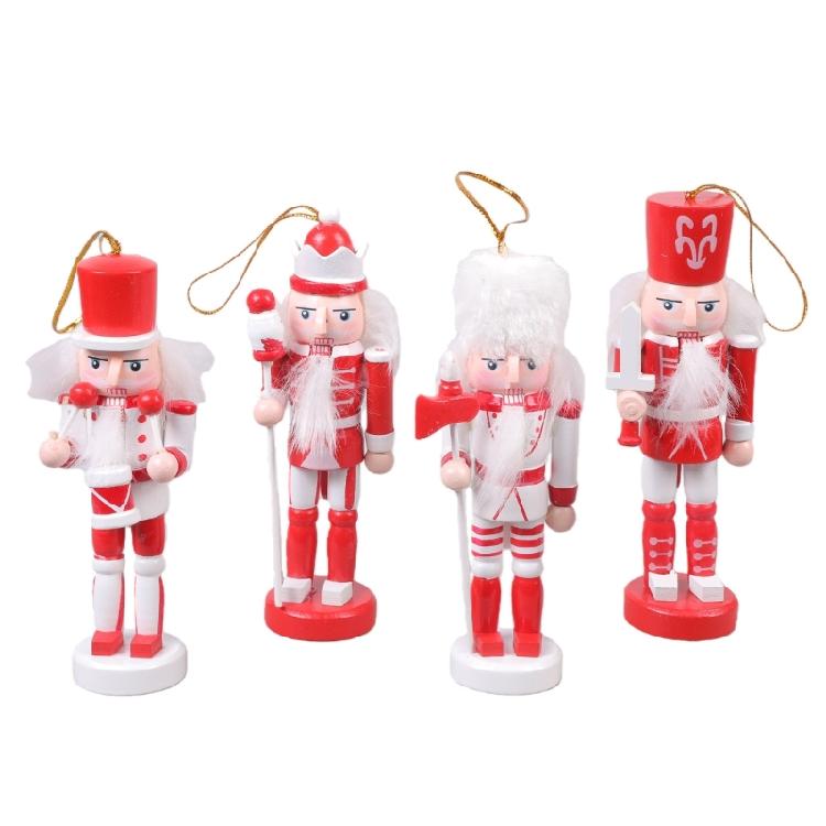 Solid Color Wood Nut Cracker Puppet Christmas Gift Decorations Ornament Wood Walnut Cracker King Figures Home Decoration 1