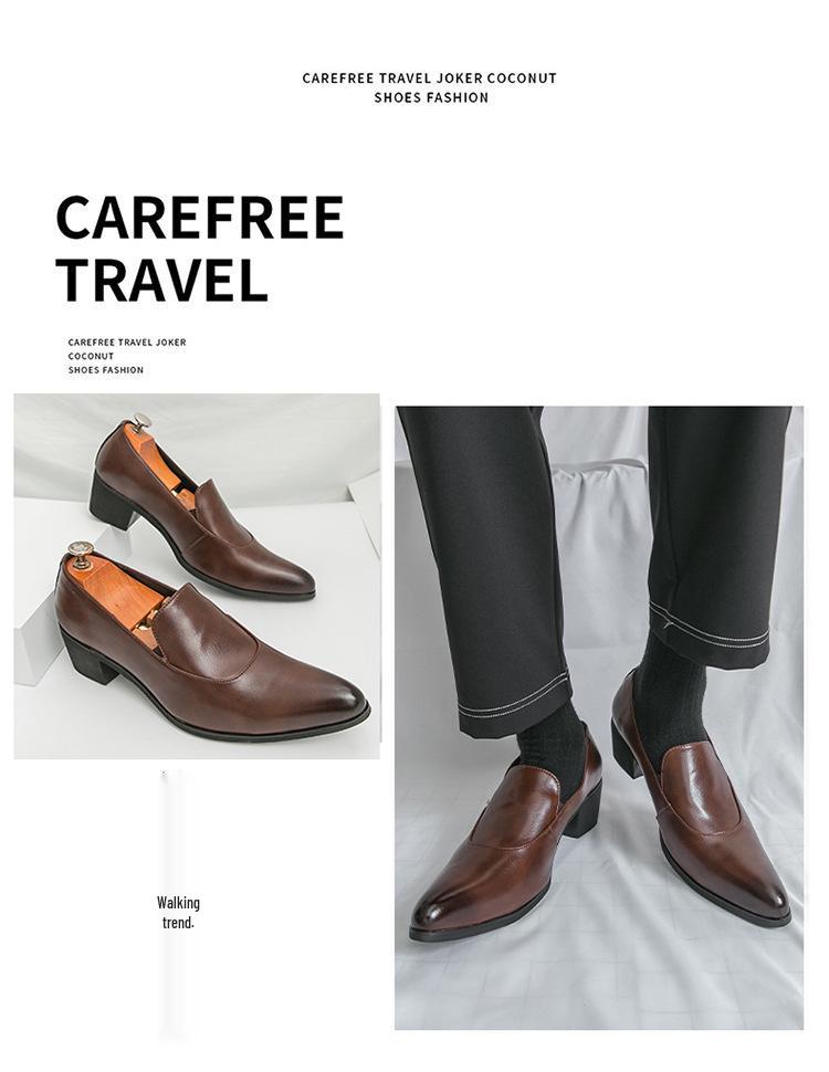 Plus Size Men's Formal Pointed Toe Leather Slip-on Shoes - Spring/Autumn 2025