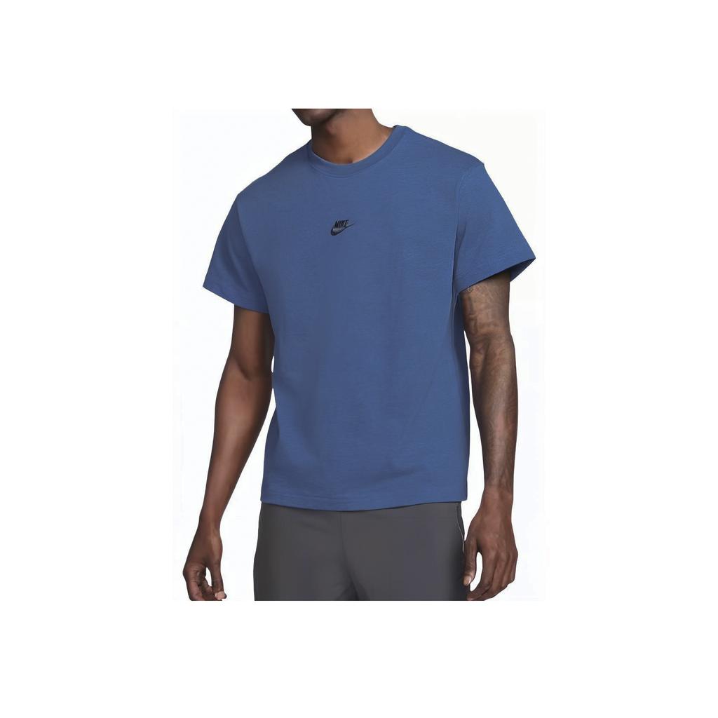 Nike Logo Pulower z Okrągłym Dekoltem Wygodna Codzienna Sportowa Oddychająca Koszulka z Krótkim Rękawem Męska Niebieska DN5241-407