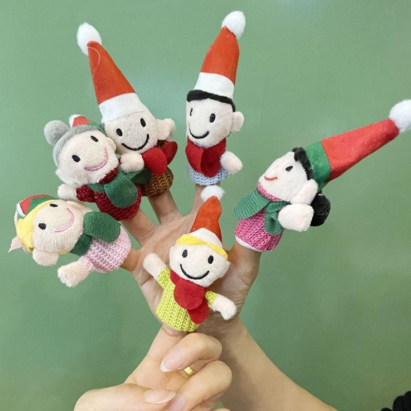 Christmas Plush Finger Puppets Mini Animal Toys Set Kids 7-14 Years Soft Short Fur PP Cotton Stuffed