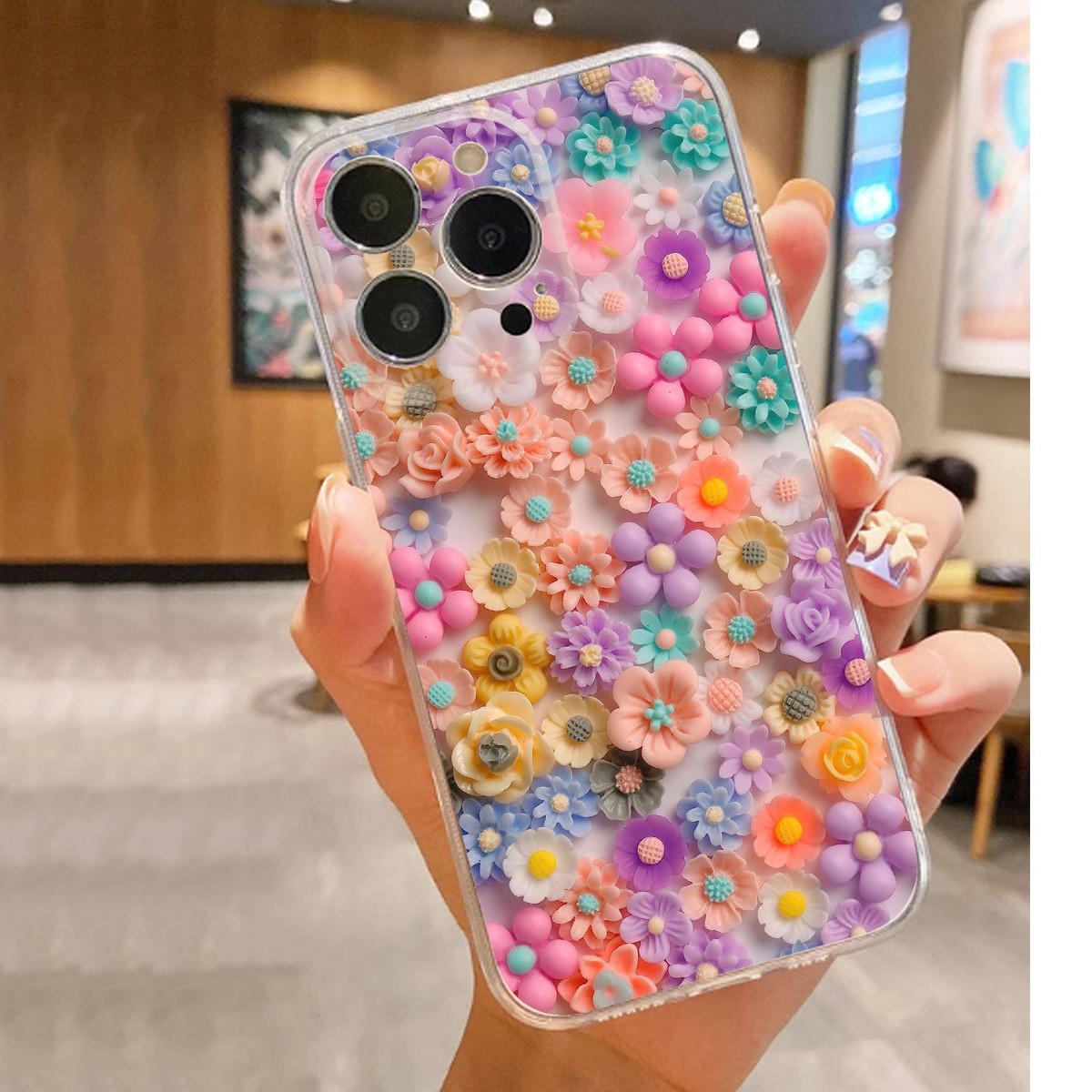 

Прозрачный чехол с рисунком «Радужный цветок» для iPhone 15/16/17 ProMax/14, противоударный iPhone 11 прозрачный