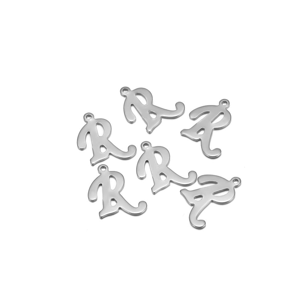 50pcs Stainless Steel Cursive Font 26 Letter Pendant Alphabet Charms Necklace Pendant DIY Jewelry Bracelet Making Earrings Craft