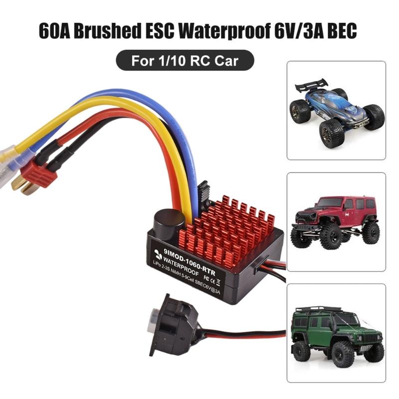 Waterproof 60A Brushed ESC For 1/10 Scale Crawlers Car With RTRs Plugs Play And LiPos Compatibility