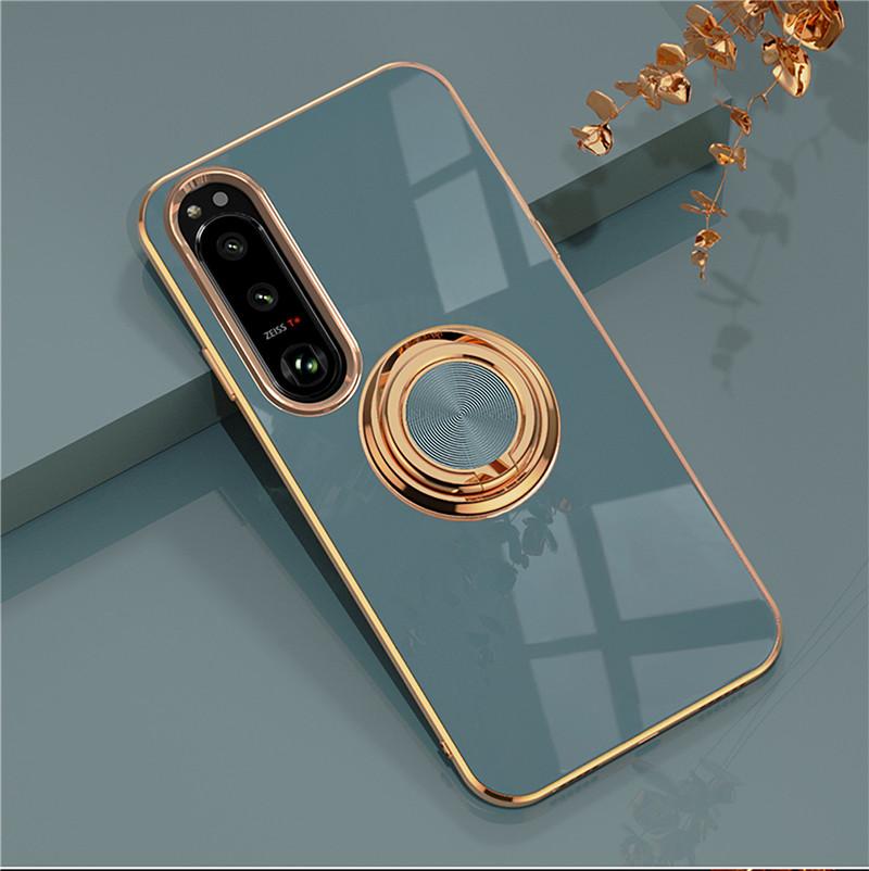 

Автомобильный магнитный адсорбционный 6D-покрытие силиконовый чехол TPU с кольцом для Sony Xperia 1 10 5 VI IV V III задняя стойка бампер оболочка чехол Potector Xperia 1 III серый