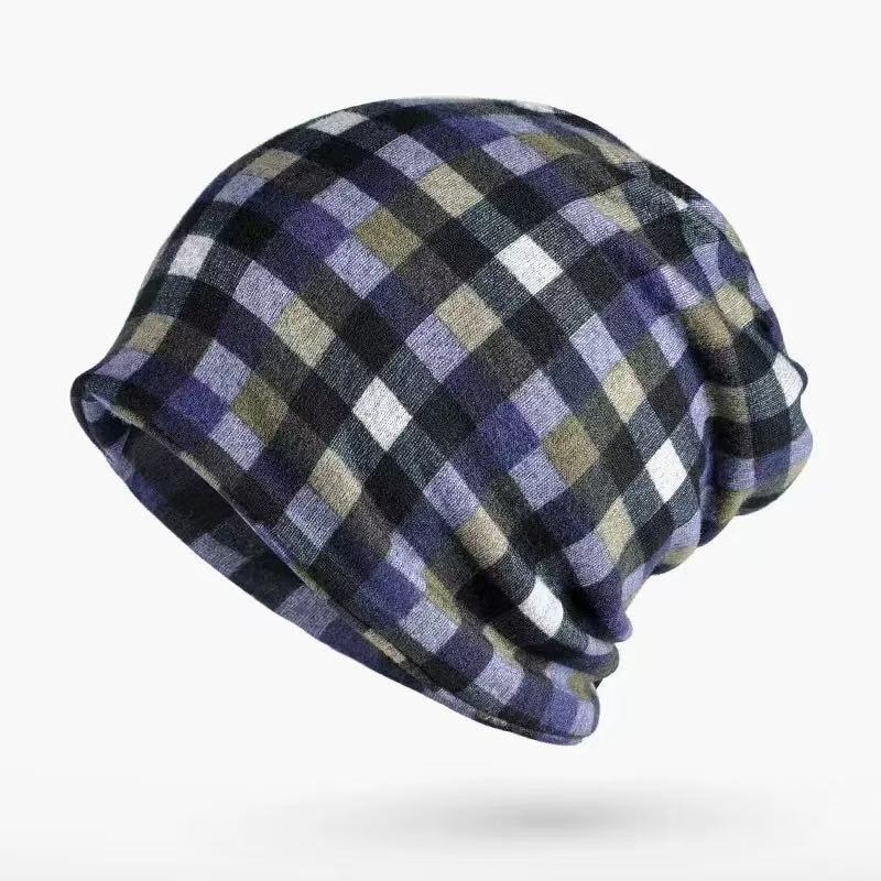 Turban Hat Women Men Unisex Beanie Digital Print Plaid Head Wrap For Outdoor Windproof & Warmth | Breathable Headwear Baggy Cap