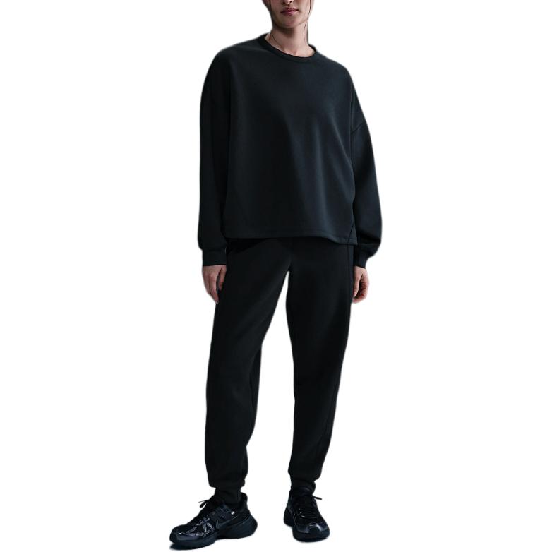 Nike Solid Color Crew Neck Pullover Long Sleeve Loose Sweatshirt Women Sweatshirt Black HQ8194-010