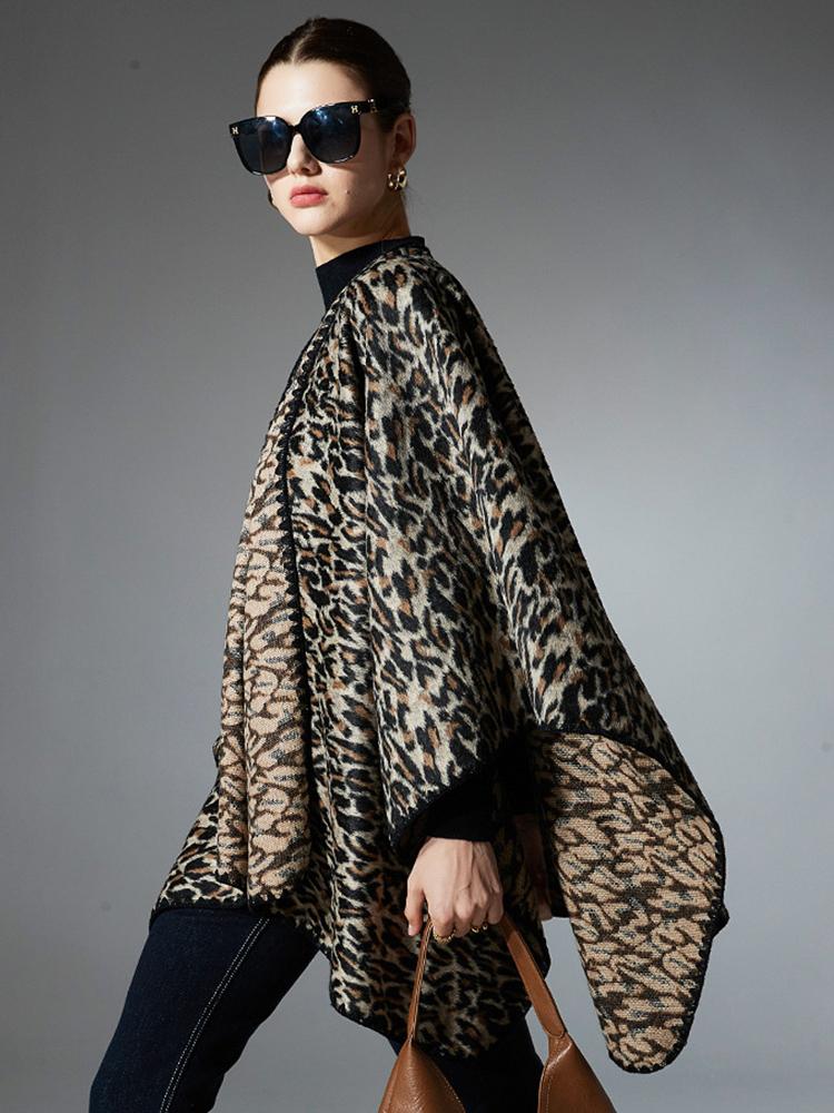 Autumn Winter Scarf Women Lady Layers Poncho Elegant Luxury Retro Leopard Print Shawl Scarve Capa Para Mujer Fashion Party New