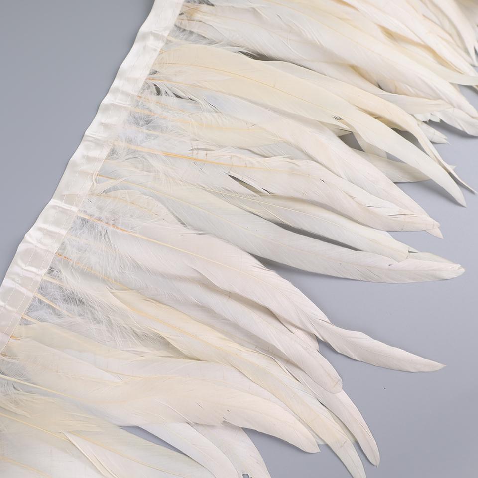 25-30cm Rooster Feather Trimming Chicken Feathers Trims Rooster Tail Feather Ribbon Dress Skirt Costume Carnival Decoration