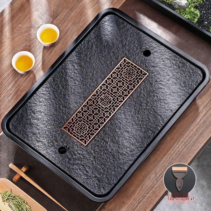 Modern Black Gold Stone Tea Tray