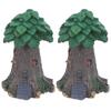 2Pcs Mini Resin Tree Ornament Fairy Garden Decor Outdoor Indoor Micro Landscape Accessory for Terrarium Bonsai Aquarium