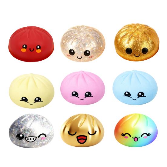Cartoon-Ausdruck Dampfbrötchen Spielzeug Stressabbau Mini-Knödel Quetsch-Sensorikspielzeug Weicher Stressball Simulierte Teigkugel Fidget-Spielzeug
