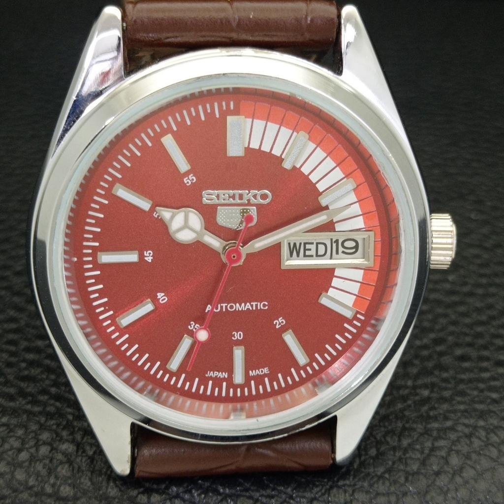 VINTAGE REFURBISHED SEIKO 5 AUTOMATIC 6309A JAPAN MENS RED DIAL WATCH A440741-4