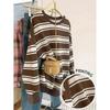 Womens Casual Striped Print Hoodie-Free Sweatshirt Loose Fit Round Neck Long Sleeve Top 2025