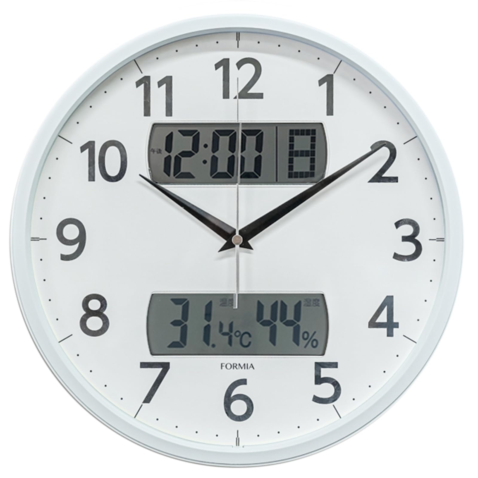 

Formia Wall Clock clock with day of the silent operation hand stops at analog suitable for living dining or - Radio-controlled temperature, humidity,